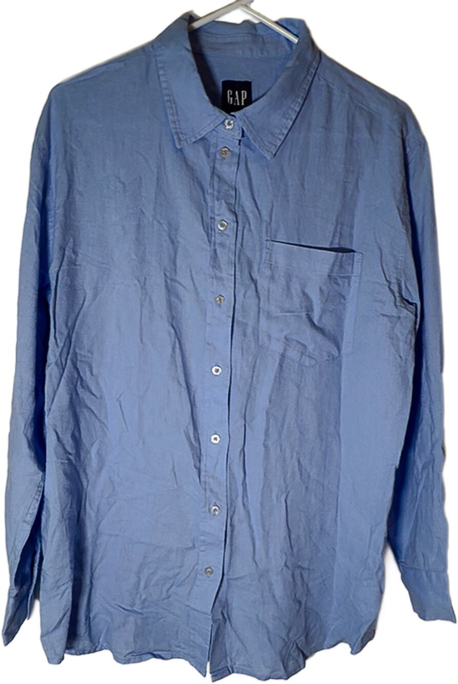New GAP Women's Button Down Long Sleeve Linen Shirt Light Blue Medium NWT